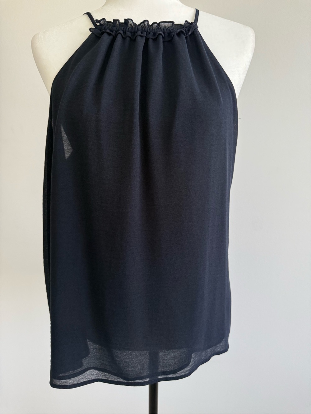 LOFT Navy Ruffle Halter Camisole